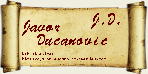 Javor Ducanović vizit kartica
